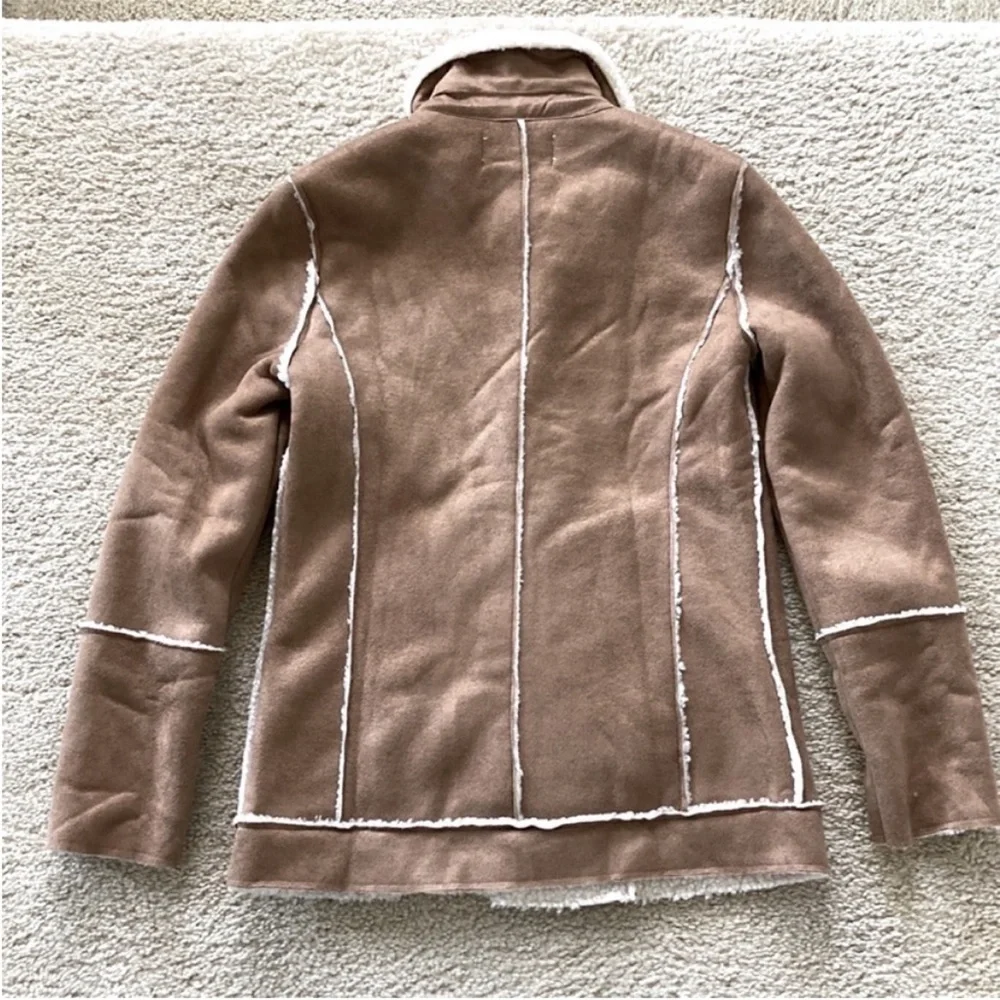 Tan Faux Suede Long Sleeve Moto Style Jacket - Picture 7 of 9